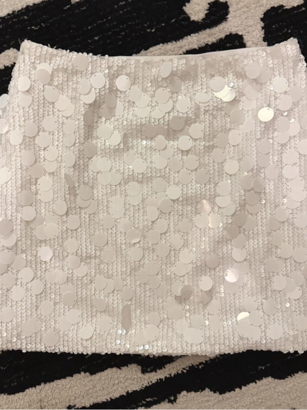 White Sequin Mini Skirt